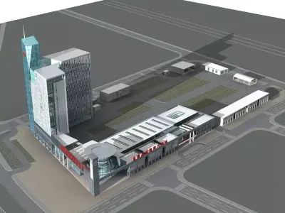 Station Building 3D model 4