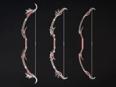 Modular Bow Game-ready Low-poly 3D model