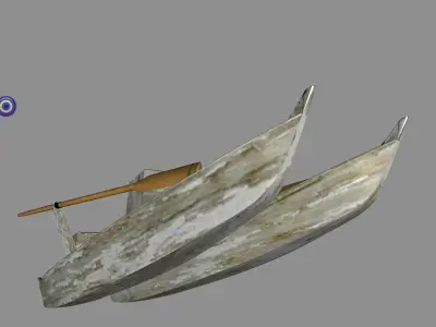 Catamaran with Dolphin Low-poly 3D model