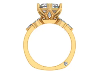 Hexagonal Stone Engagement Ring 3D print model purchase