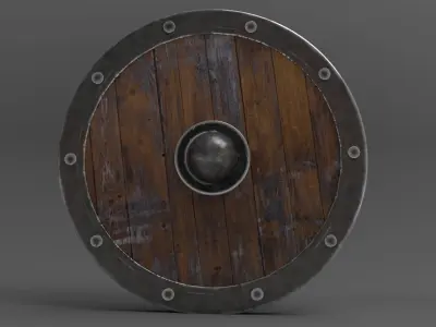 Medieval rounded shield Low-poly 3D model