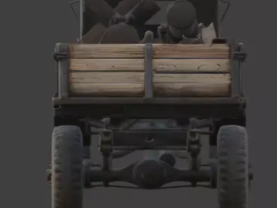 Heavy Artillery Transport Wreckage Low-poly 3D model by Choco-Bear