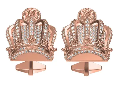 The King Crown Diamond Cufflink 3D print model