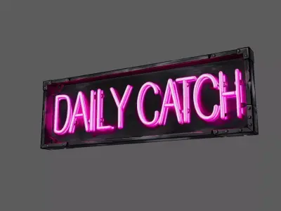 Stylized Neon Signboard - Seafood Restaurant Sign - Daily Catch 3D model