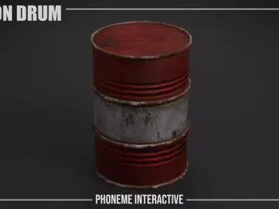 Gallon Drum - Game Ready Prop with Clean - Damaged Versions Free low-poly 3D model