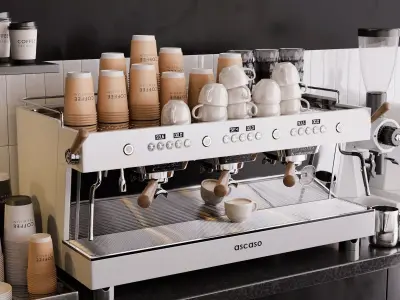 Modern Coffee Shop Interior in Blender 3D model