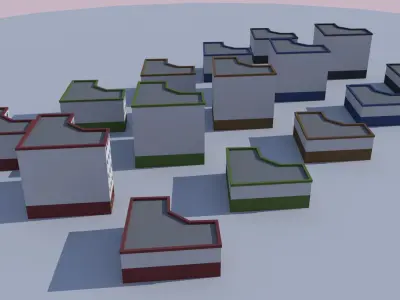 Cartoon Building Low Poly Building Commercial Corner Hotel Low-poly 3D model