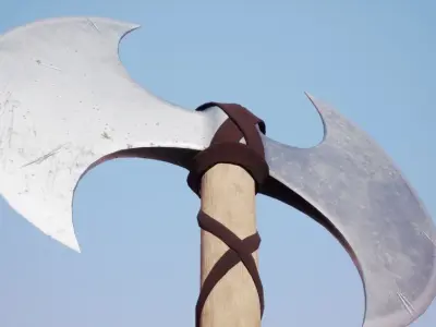 Barbarian Battle Axe game-ready props 3d Low-poly 3D model