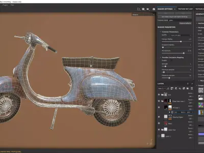 Vespa 50s rusty Low Poly Low-poly 3D model