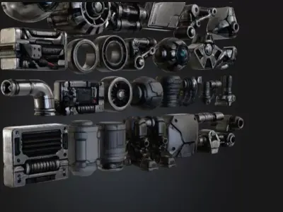 Ultimate Sci-Fi Greeble Kitbash Pack  30  Hard Surface Details Low-poly 3D model