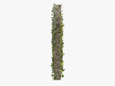 4K Ruined Brick Wall With Ivy Low-poly 3D model