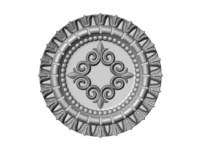 Floral scroll N01 flower pattern medallion rosette relief 3D print model