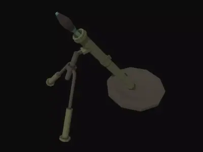Mortar Low Poly grenade launcher - grenade launcher Low-poly 3D model