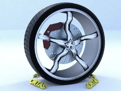 ORTAS CAR RIM 18 GAME READY RIM TIRE AND DISC 3D model