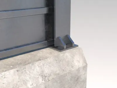 barrer metal post with curved top Low-poly 3D model