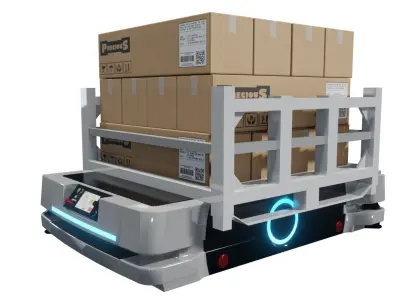 Industrial 3D AGV Trolley - Omron Free low-poly 3D model