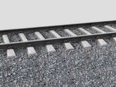 Railway railroad track with stones 3D model