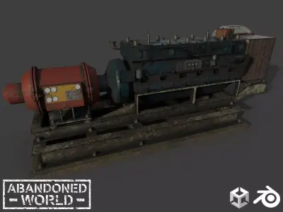 Diesel Generator Old II Low-poly 3D model