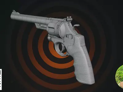 Classic Steel Magnum Revolver 3D model