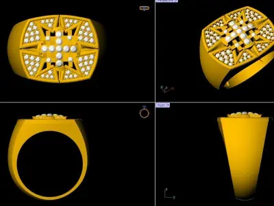 Gents Cross Ring - 0022 3D print model