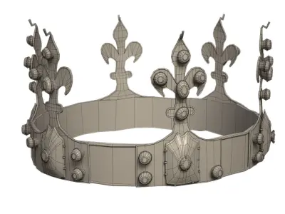Old Medival Crown LowPoly PBR Low-poly 3D model