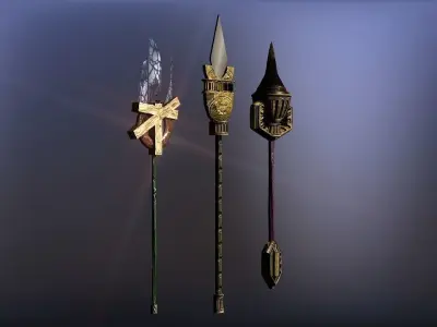 Cursed kingdom spears collection Low-poly 3D model