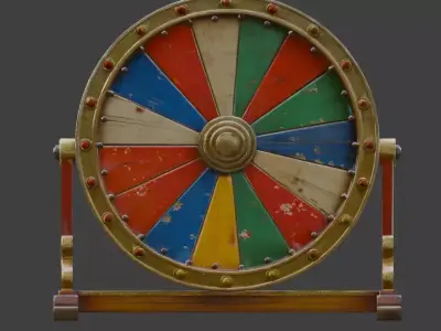 Abandoned Festive Carnival Spinning Wheel 3D Model Low-poly 3D model