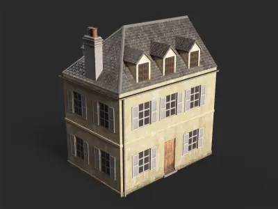 Normandy townhouse Low-poly 3D model