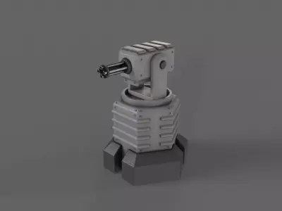 PBR Turret Gun 03 Grey Low-poly 3D model