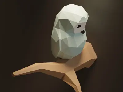 Owl low poly model polygonal 3D model