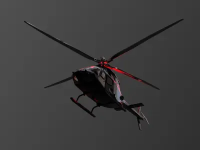 Helicopter with lights in sky 3D model