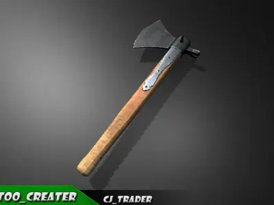 Modern Realistic Medieval PBR Axe Lowpoly 3d model Low-poly 3D model