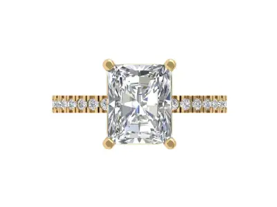 Radiant Solitaire Ring 3D print model 6