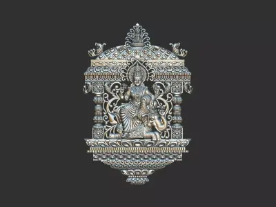 Pendent with Laxmi Mata and Elephant 3D print model