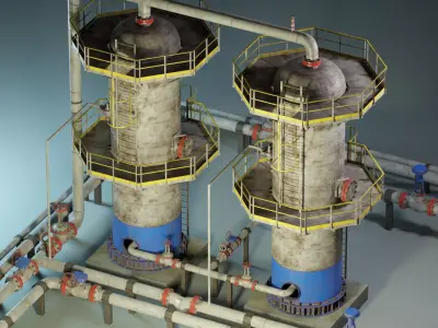 Industrial Vertical Vessel PBR Game Ready Low-poly 3D model