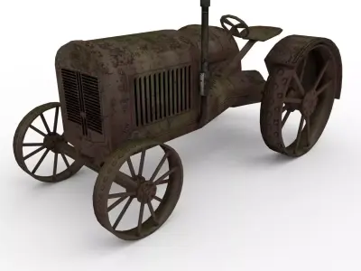 Low Poly tractor old Low-poly 3D model
