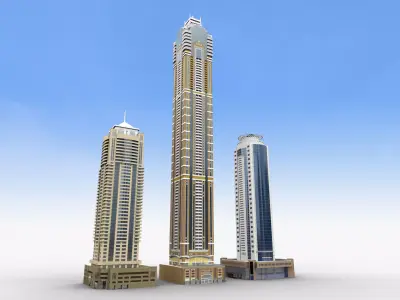 Modern Building pack 4 Low-poly 3D model
