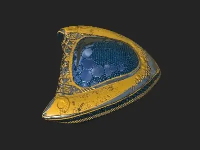 realistic mirror mimetic spaceship Free low-poly 3D model