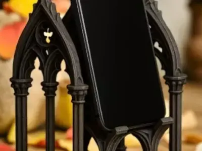 Cathedral-inspired phone holder 3D print model
