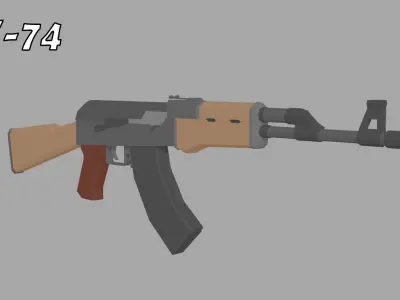 5 AK Rifles Low-Poly Pack Low-poly 3D model