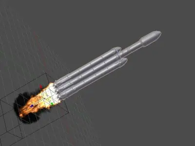 Rocket - Falcon Heavy Low-poly 3D model