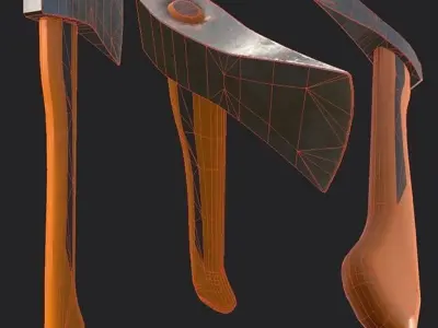 Rustic Clean Safety Axe Triple Textured Low-poly 3D model