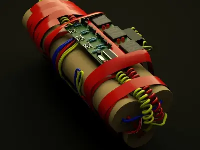 Dynamite bomb with wires 3D model