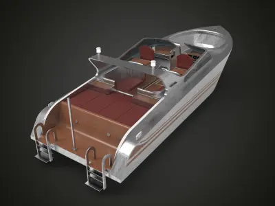 Speedboat Aluminium Low-poly 3D model