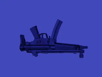 shot automatic machine gun game ready Low-poly 3D model
