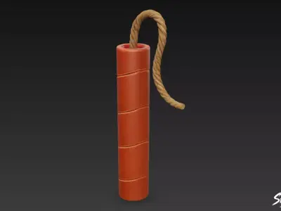 Dynamite Stick Low-poly 3D model