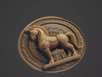 Trojan Horse Medallion 3D print model buy