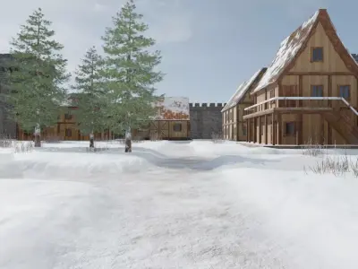 Winter Castle Town 3D model purchase