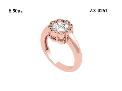 Solitaire Engagement Ring 3D print model 32
