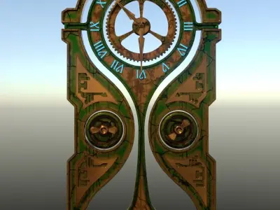 Steampunk wall clock 3D model purchase